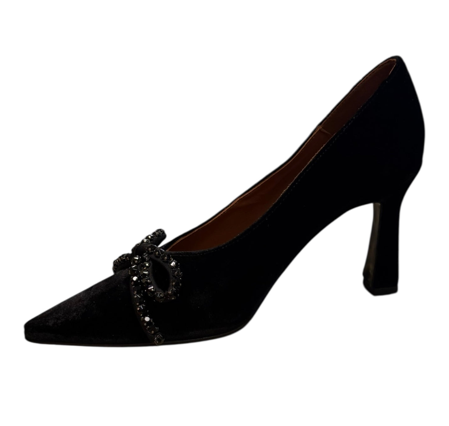 Marian black velvet shoes with beaded bow