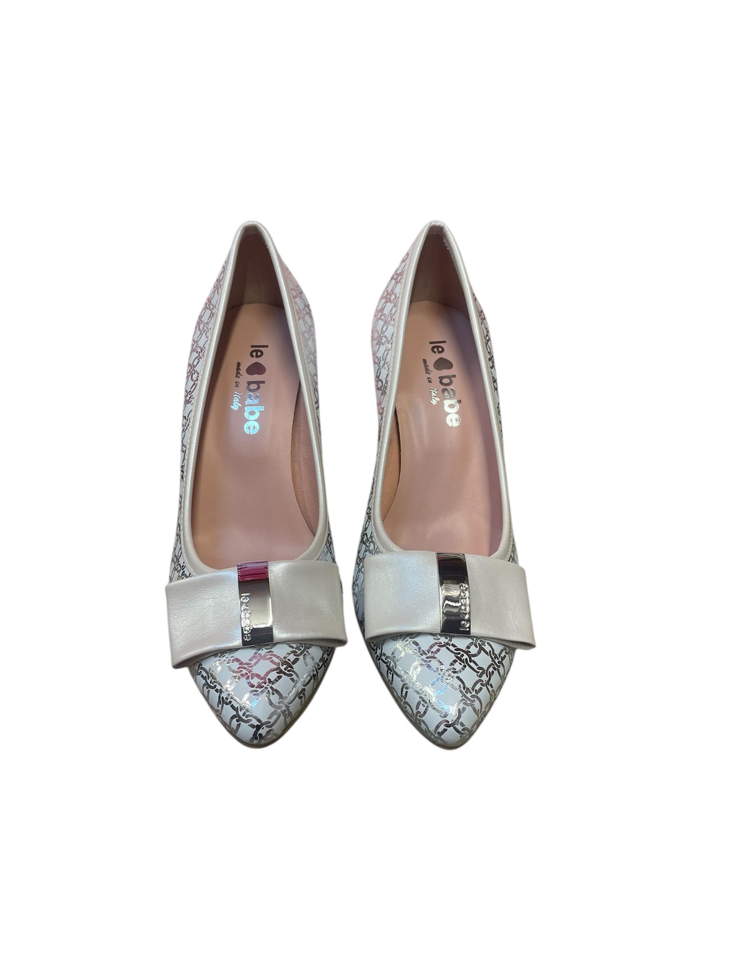 Le babe silver and white leather shoes