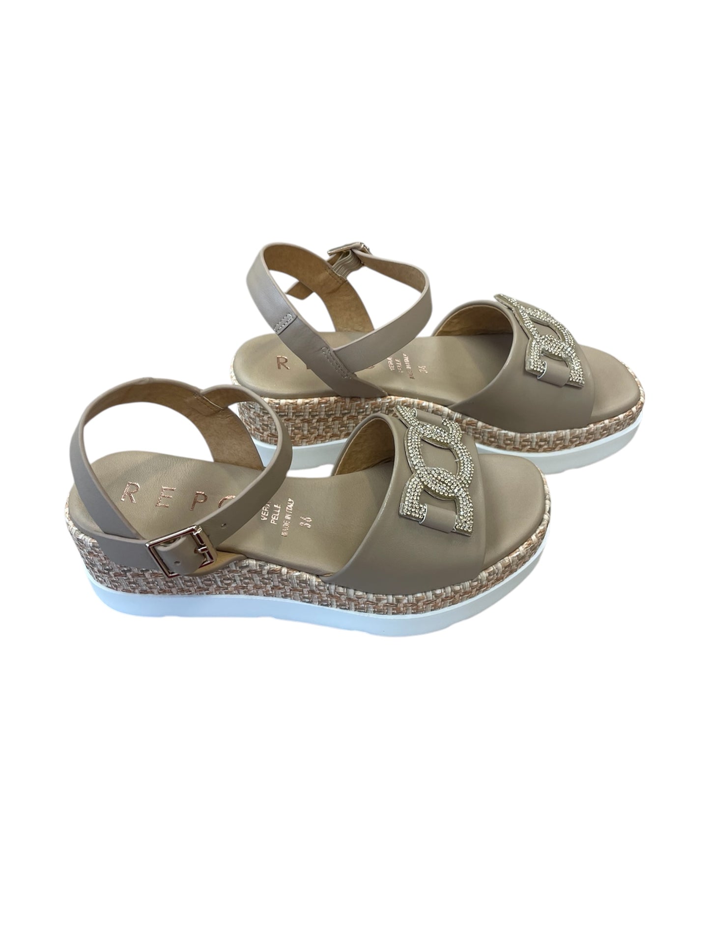 Repo beige leather platform sandals
