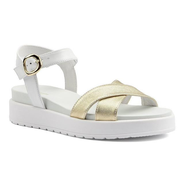 NeroGiardini white leather and gold sandals