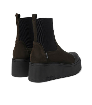 MarcoMoreo brown suede platform wedge boot