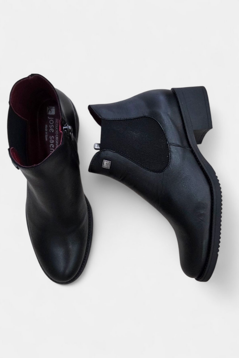 Jose Saenz black leather Chelsea ankle boot
