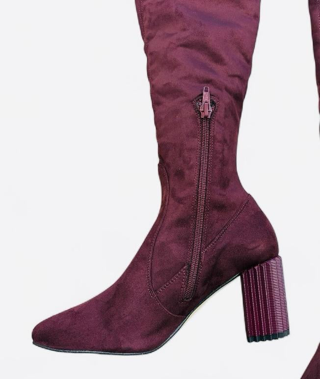Marian suede burgundy over the knee boots
