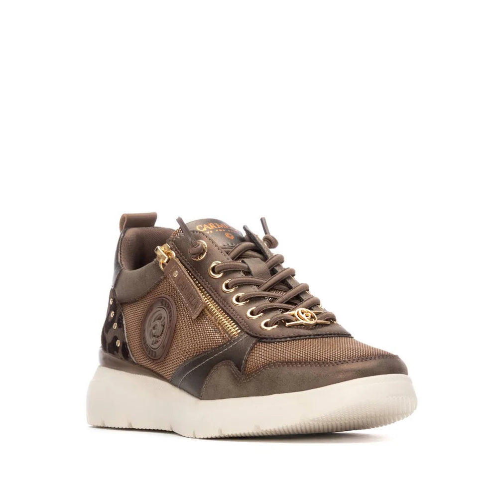 Carmela brown and leopard print leather platform sneakers