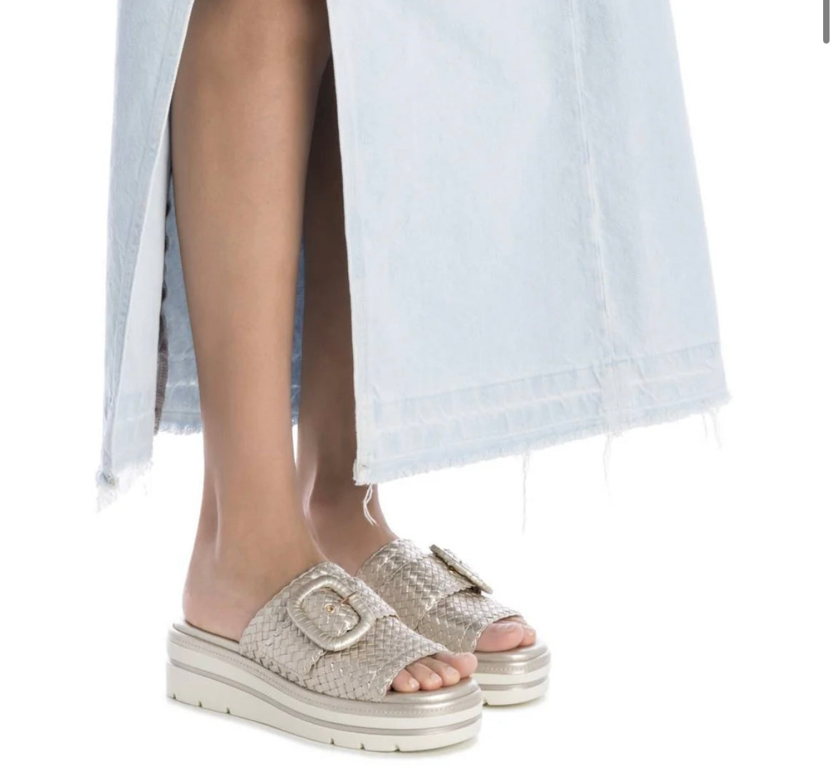 Carmela gold leather slip on sandals