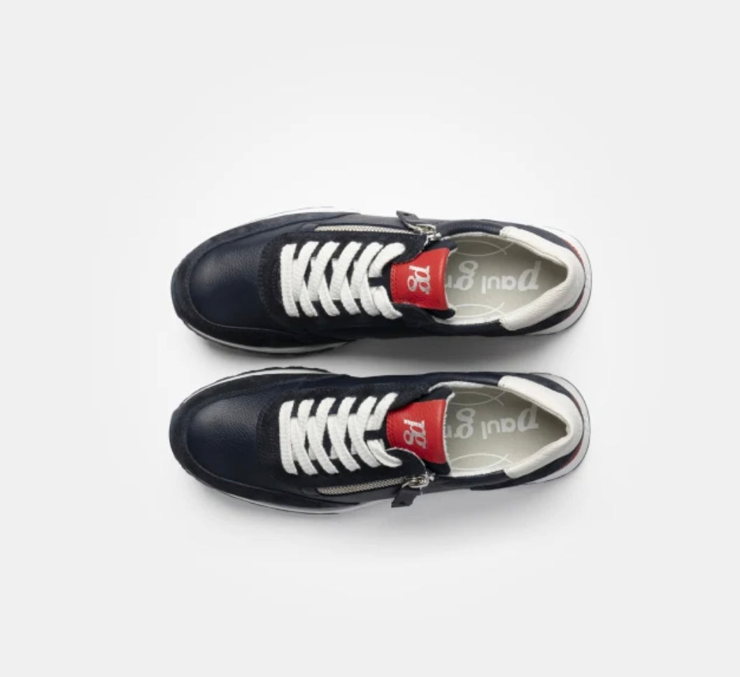 Paul Green Navy leather and suede sneakers
