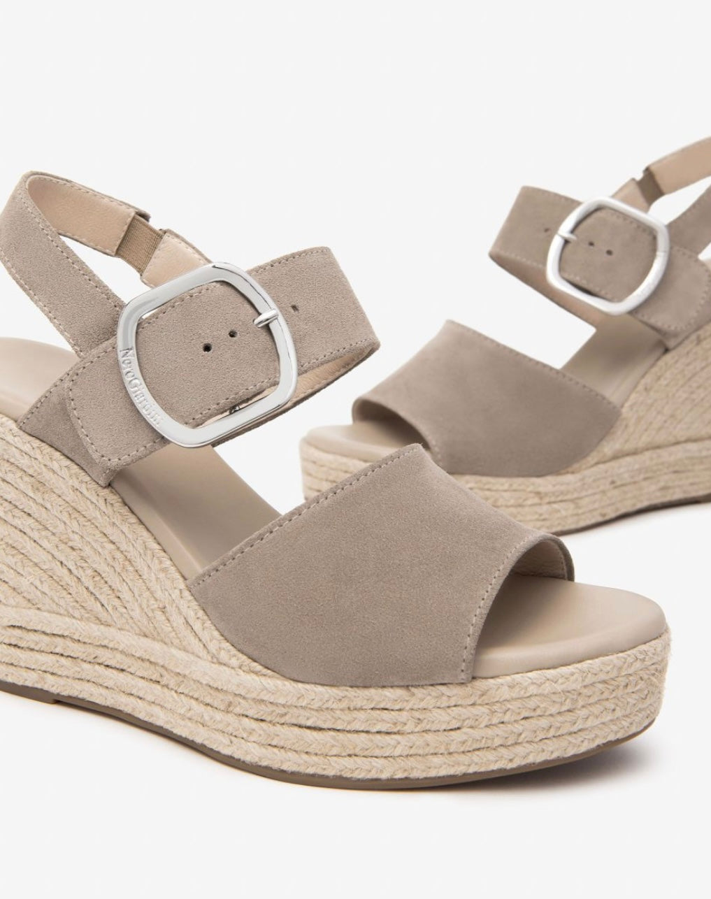 NeroGiardini beige suede wedge sandal