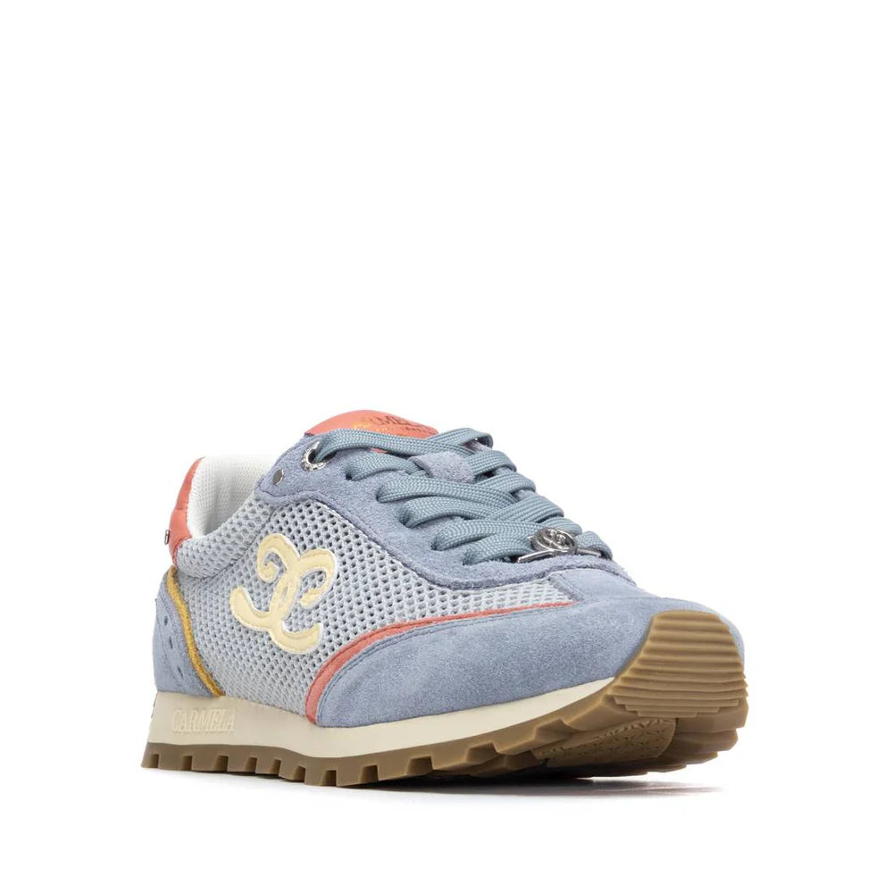 Carmela blue and coral suede and mesh sneakers