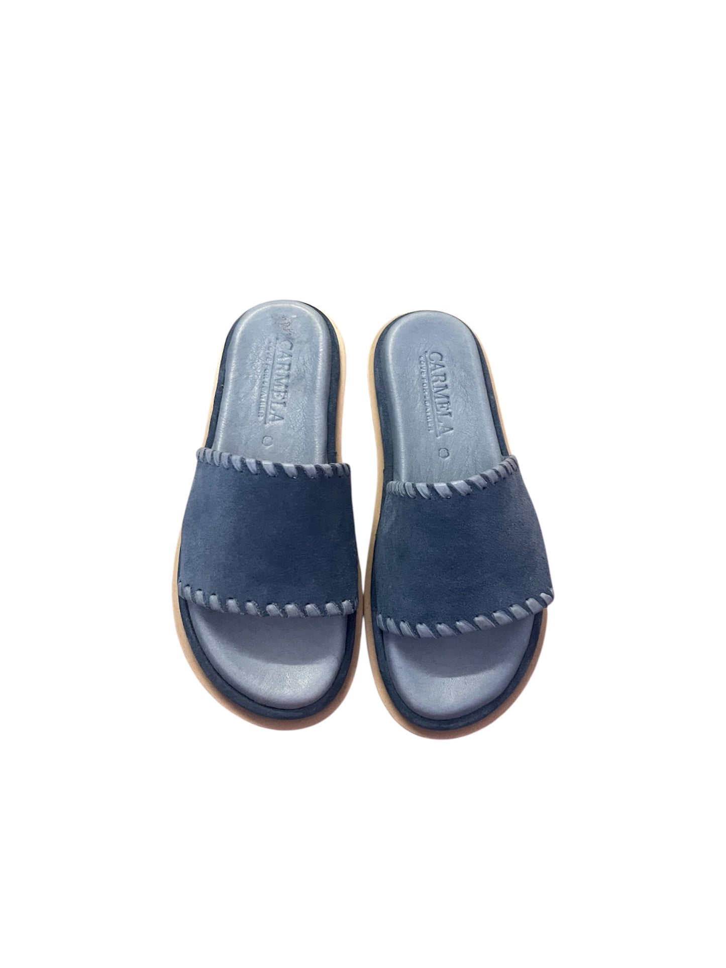 Carmela navy suede leather flat mules