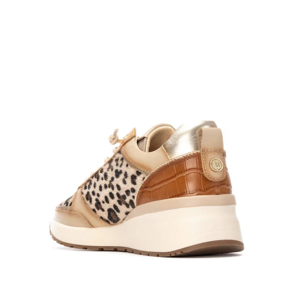 Carmela leopard print and beige leather sneakers