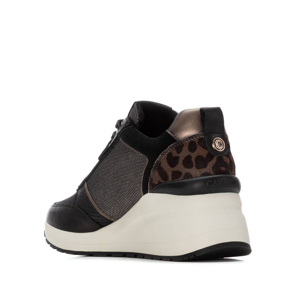 Carmela black leather wedge sneakers
