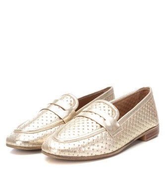Carmela gold leather loafers