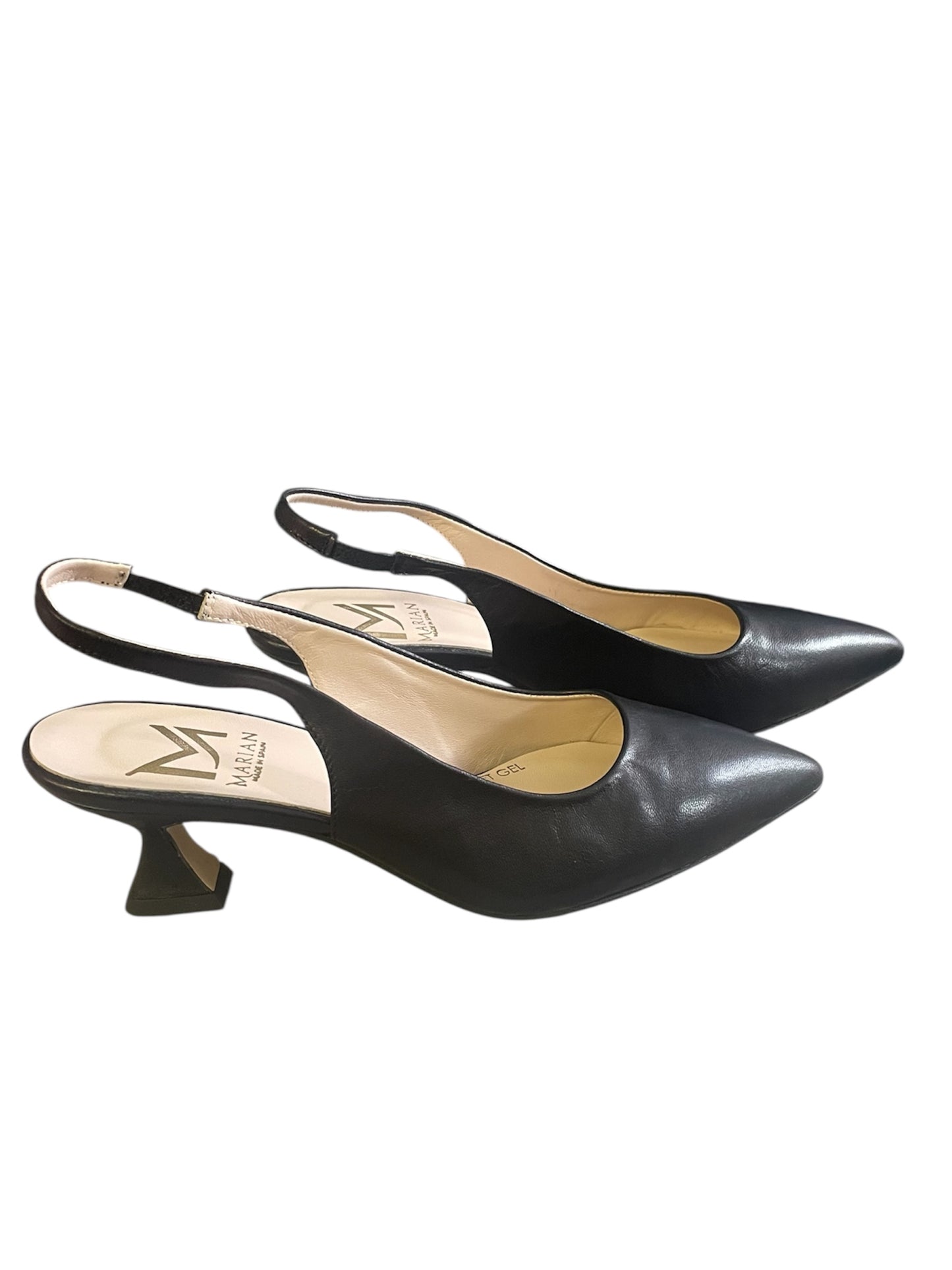 Marian black leather slingbacks