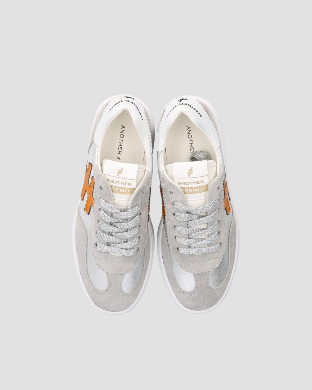 Another Trend silver suede and leather platform sneaker