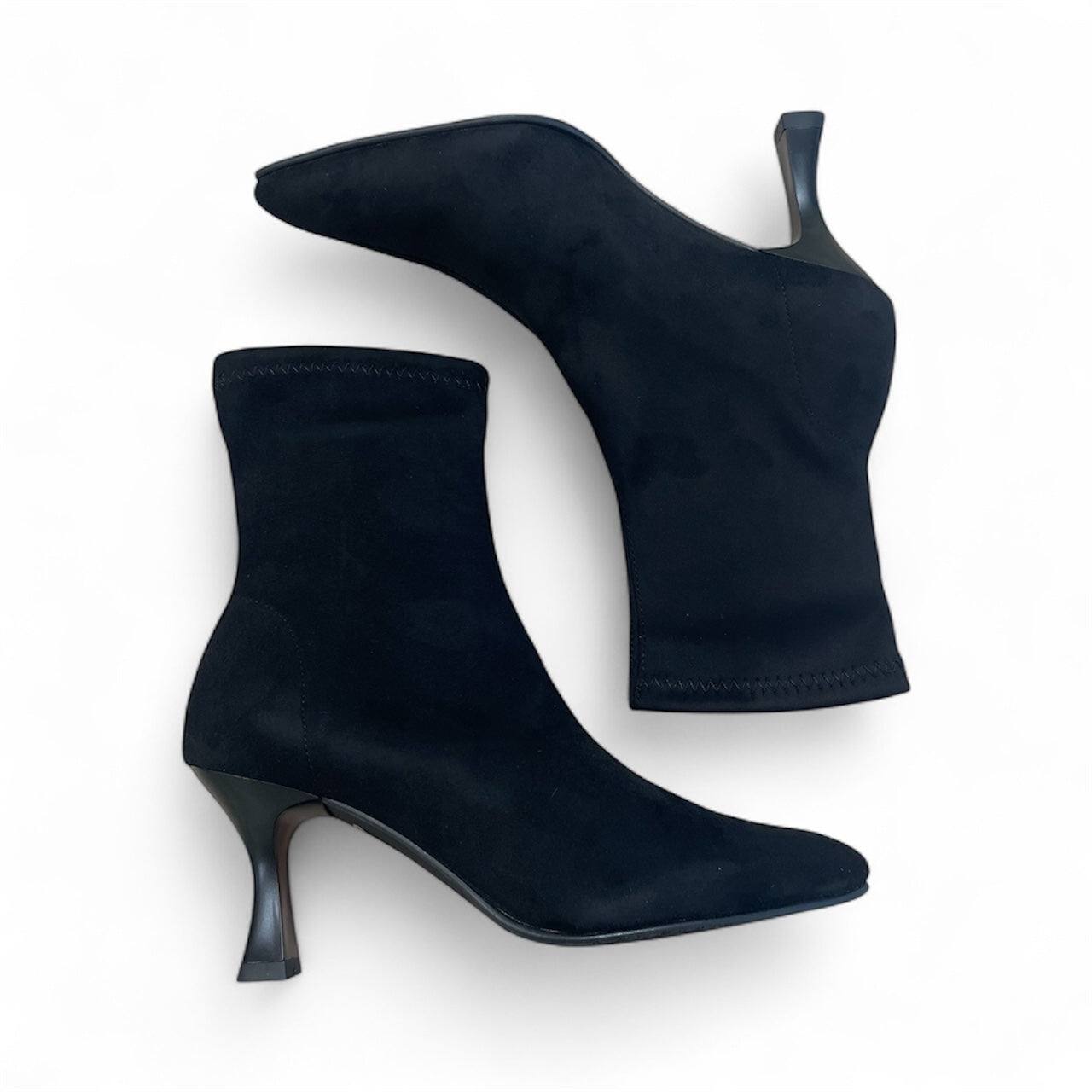 Miss Elastic black sock faux suede ankle boot
