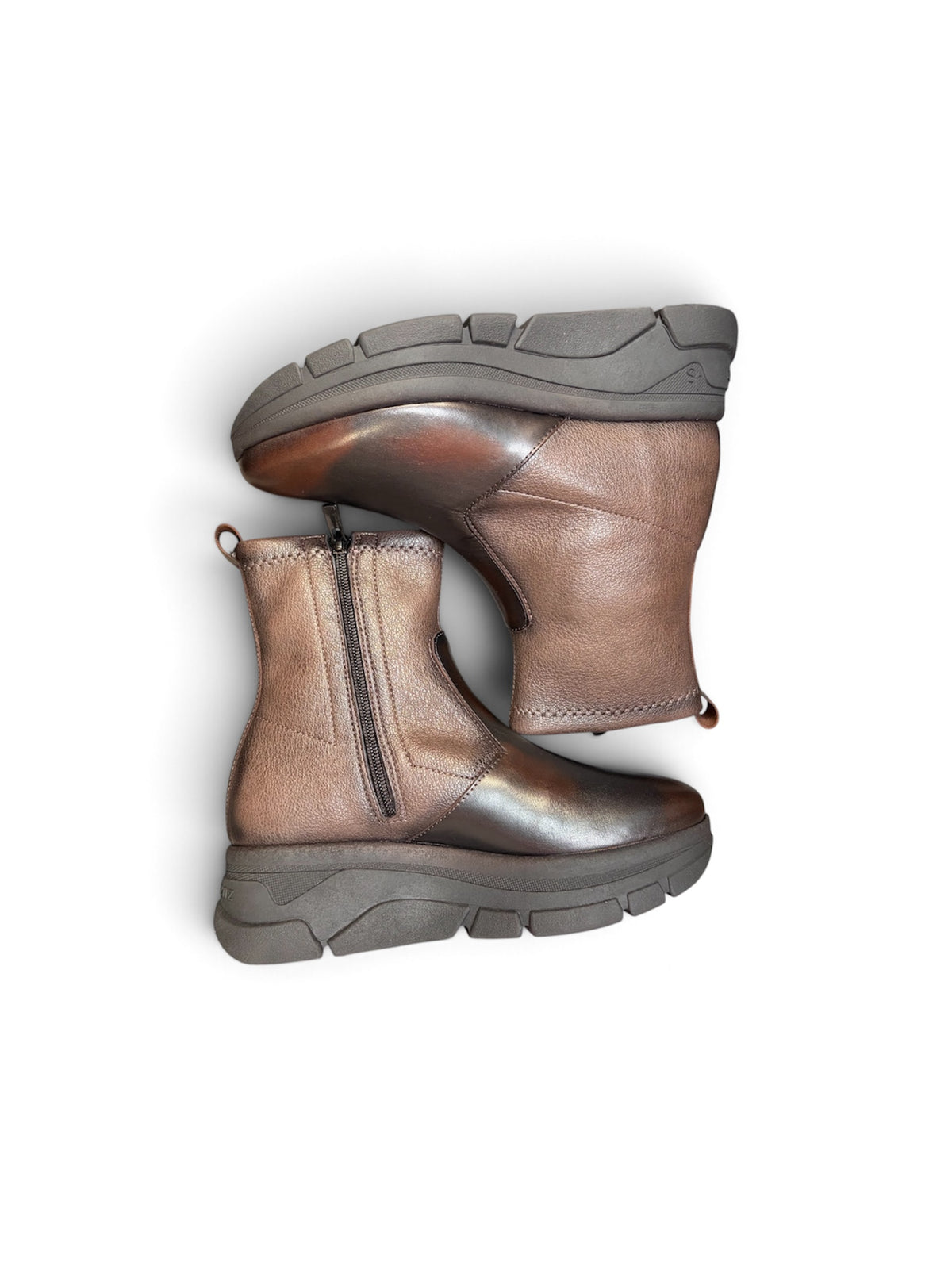 Jose Saenz Tan & Dark Brown Leather Platform Ankle Boots