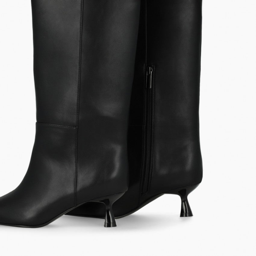 Lodi black leather knee high boots