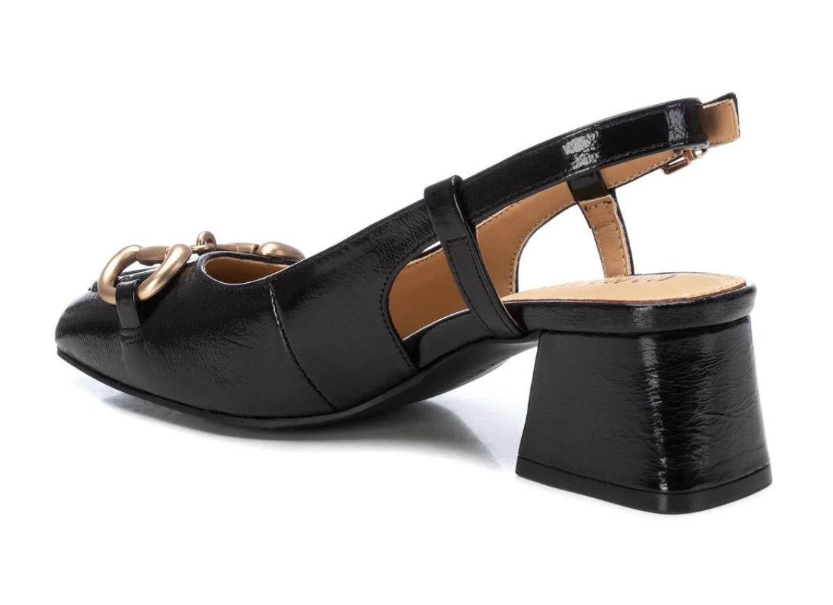Carmela black patent sling back
