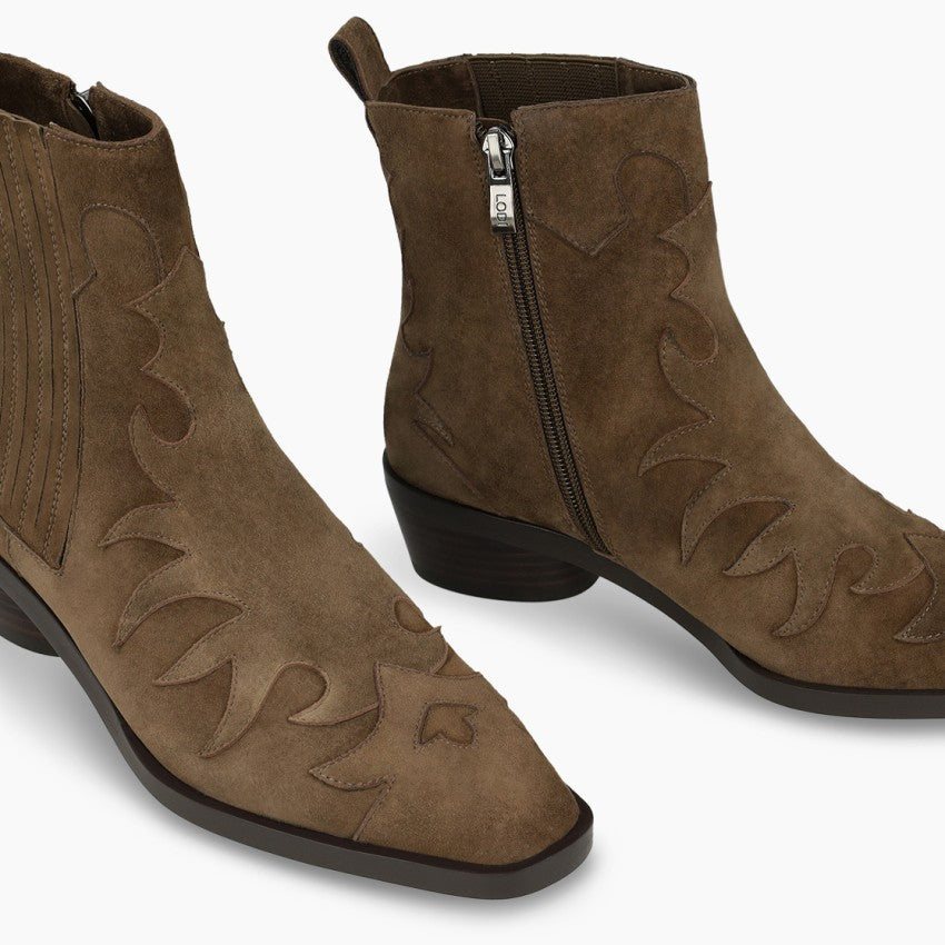 Lodi Telmos tan western style ankle boot