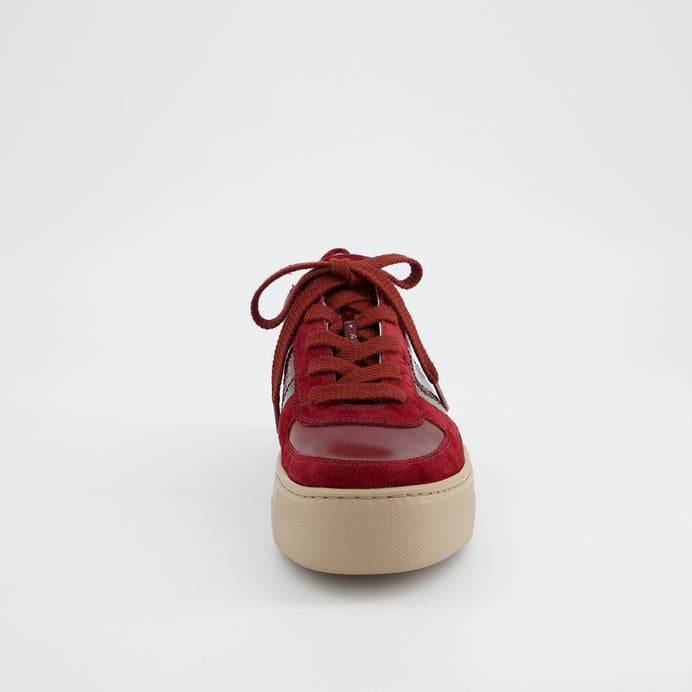 Paul Green wine suede and leather platform sneakers