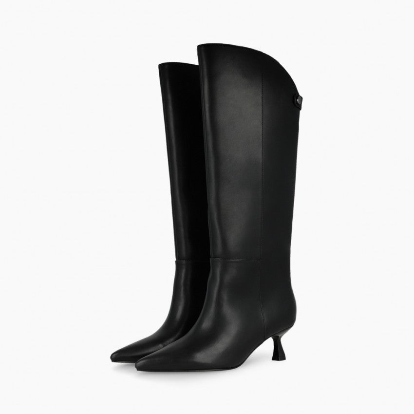Lodi black leather knee high boots
