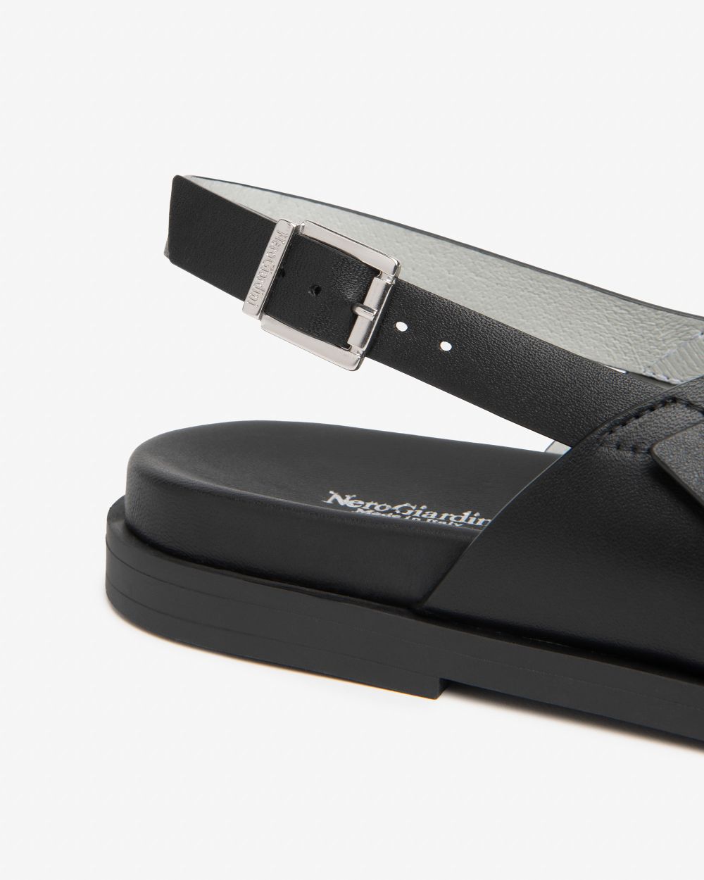 Nerogiardini black crisscross leather sandal