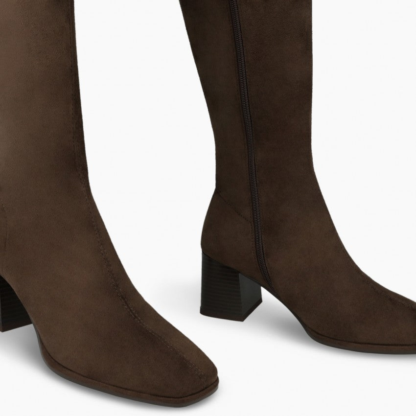 Lodi brown suede knee high boots