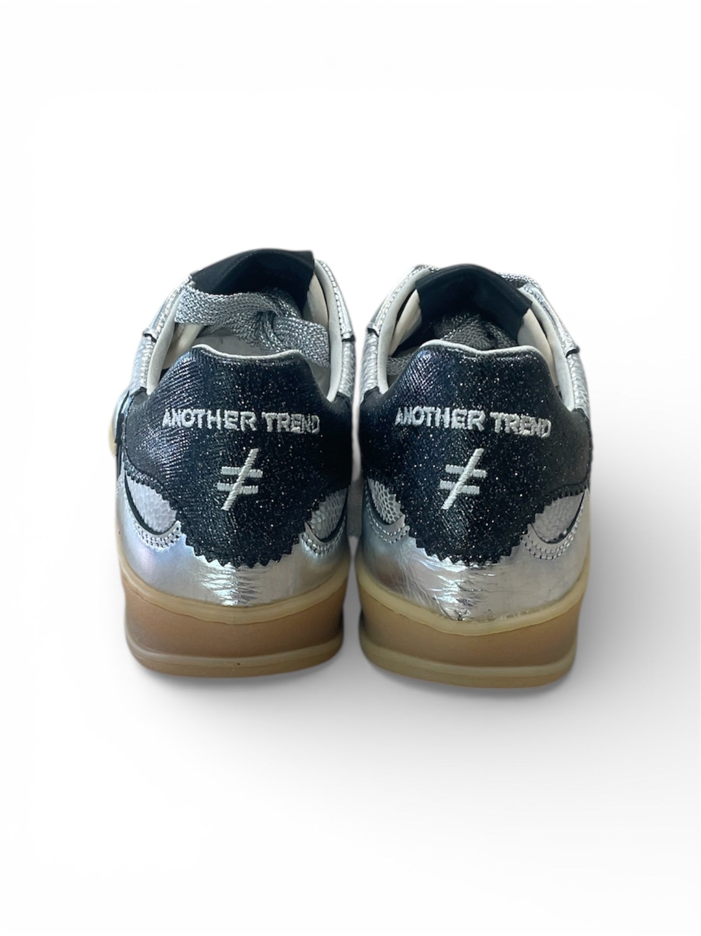 Another Trend silver and black reptile leather sneakers