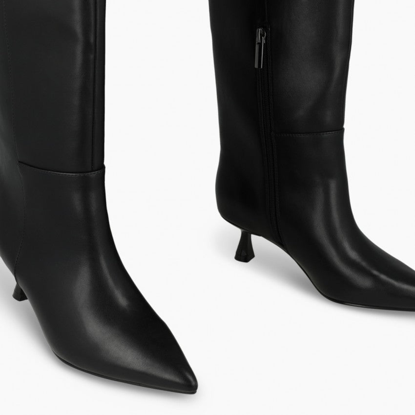 Lodi black leather knee high boots