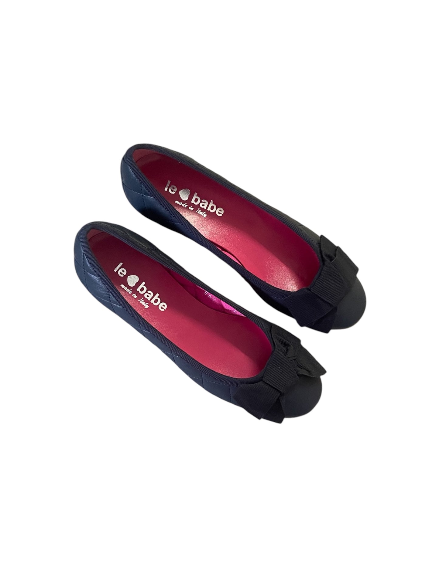 Le babe navy leather ballerinas