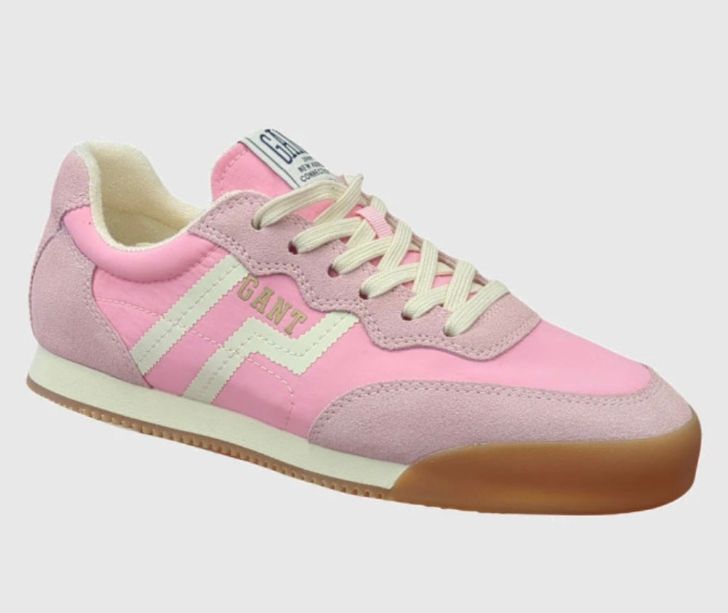 Gant pink and white suede and nylon retro sneakers