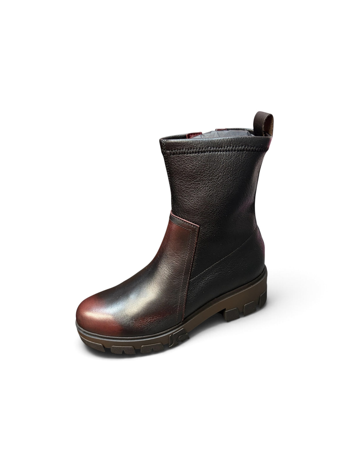 Jose Saenz Black & Burgundy Leather Ankle Boots