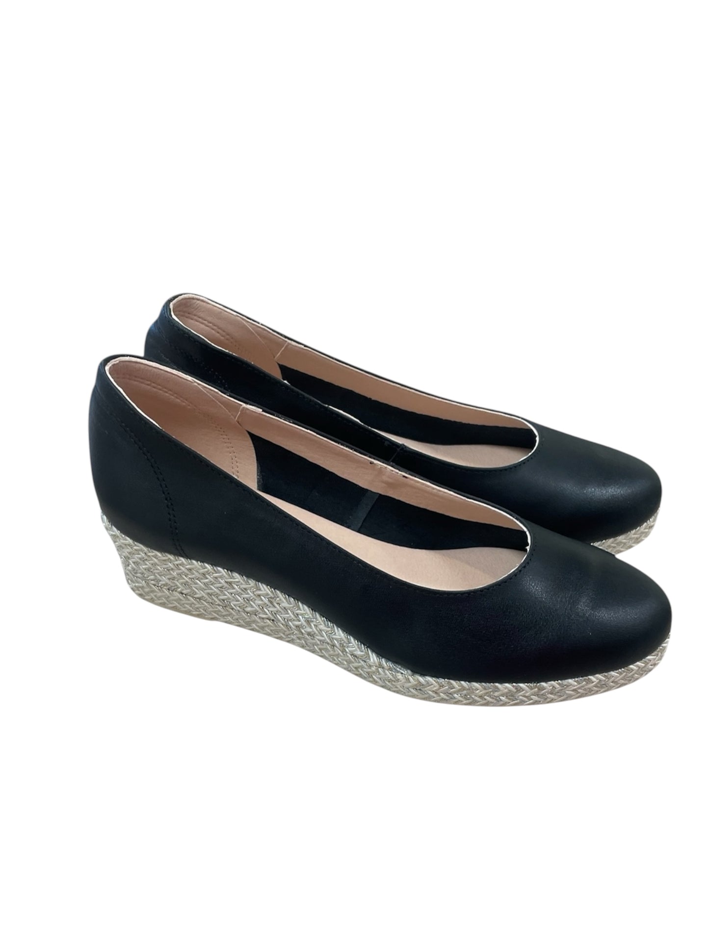 Jose Saenz black leather wedges