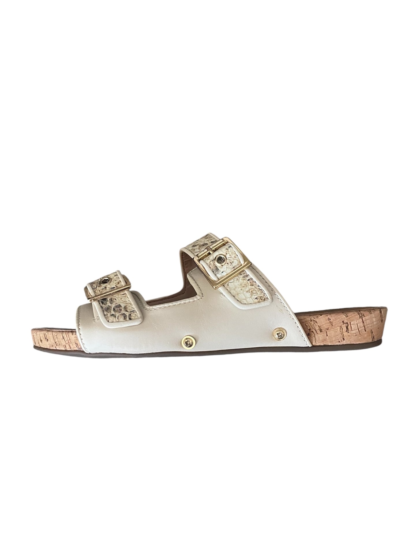 Moda in pelle white leather flat mules