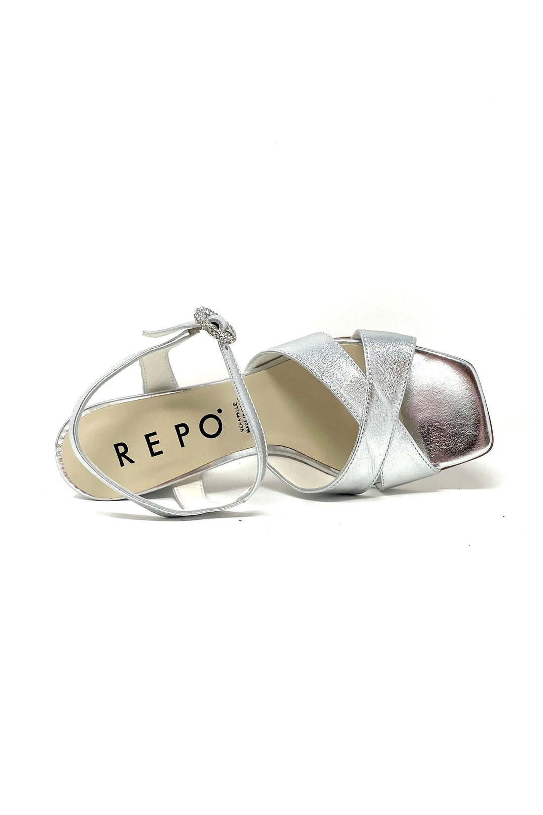 Repo silver leather sandals