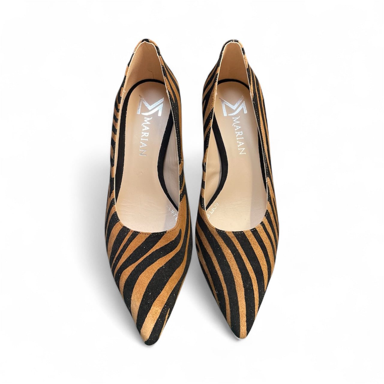 Marian animal print stripe suede shoes
