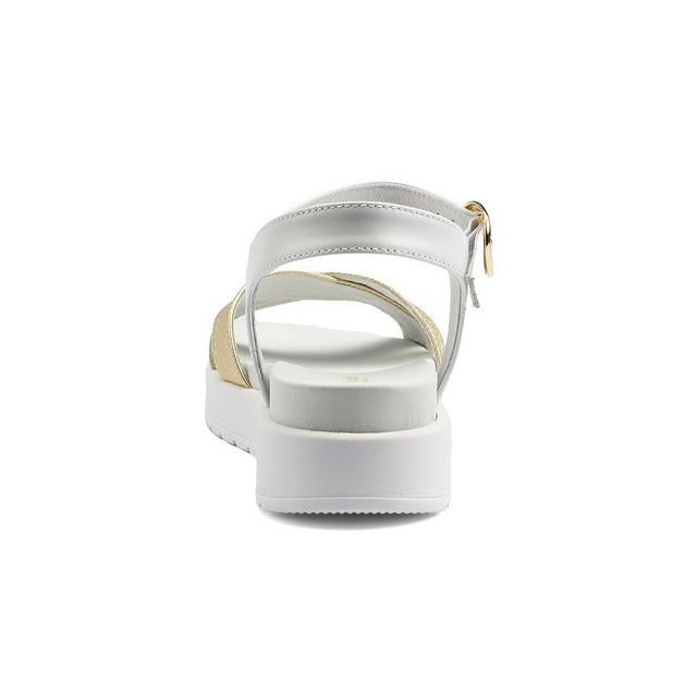 NeroGiardini white leather and gold sandals