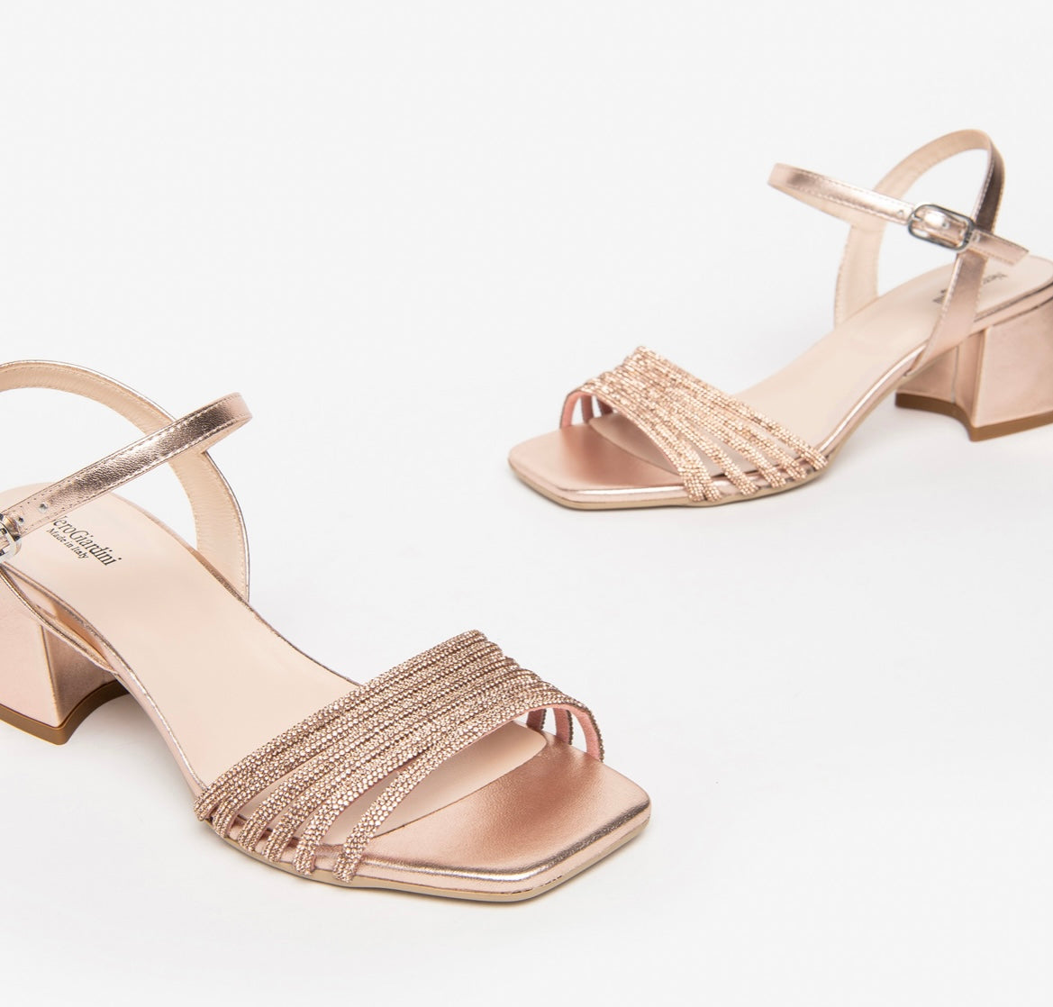 Nerogiardini rose gold leather sandals