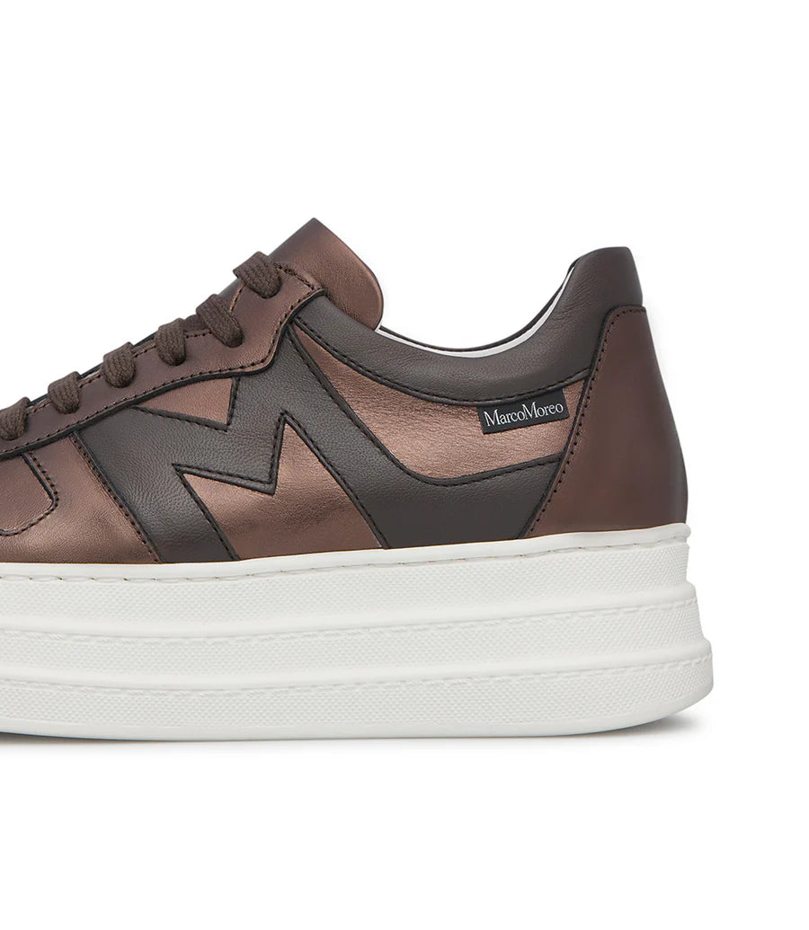 Marco Moreo brown metallic platform sneakers