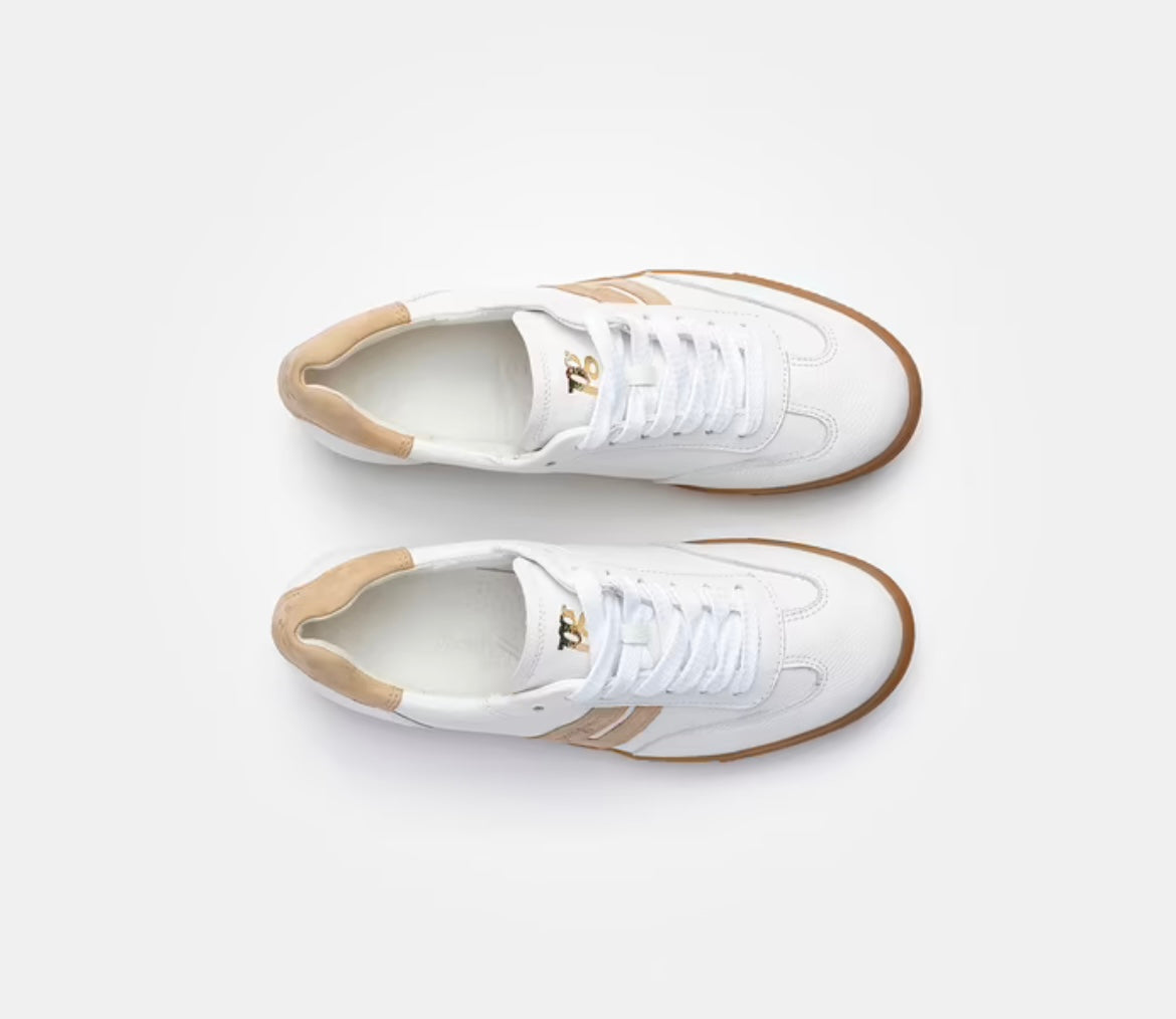 Paul Green white and beige leather sneakers