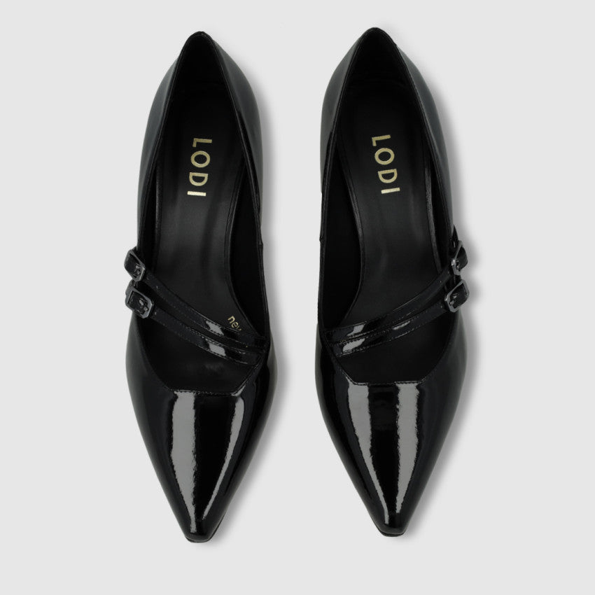 Lodi patent leather shoes with straps