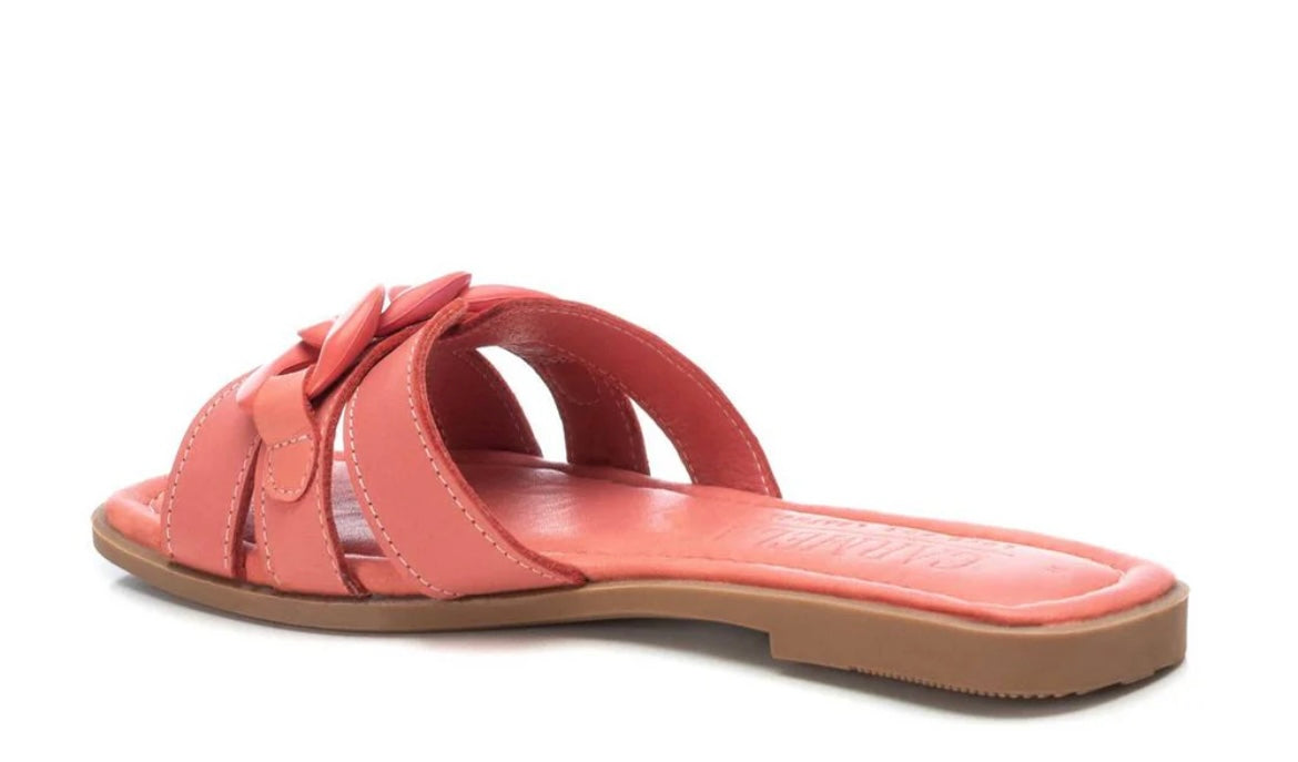 Carmela coral leather mules