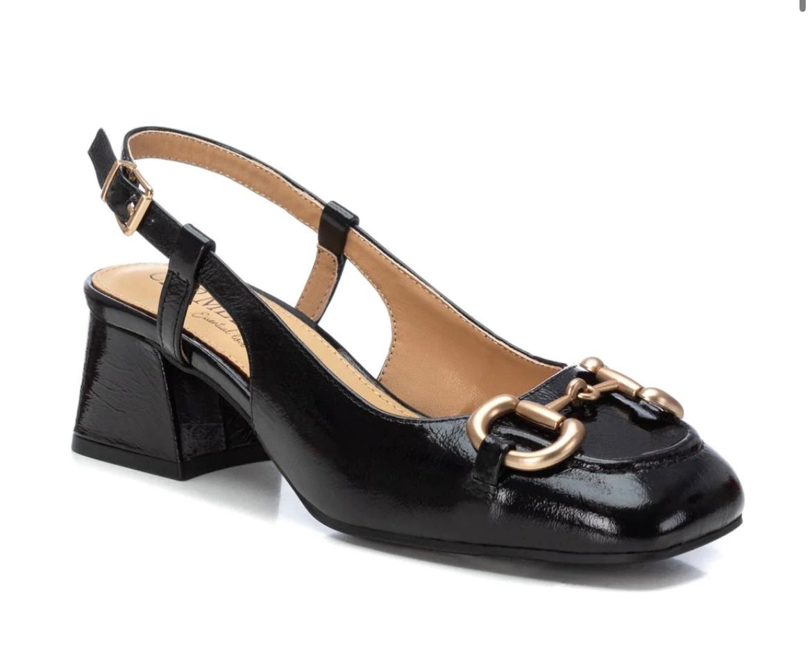 Carmela black patent sling back