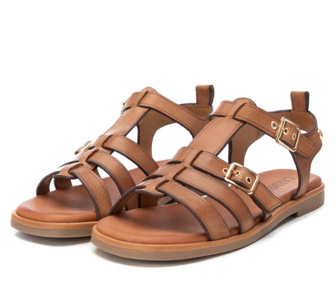 Carmela tan leather Roman style sandals