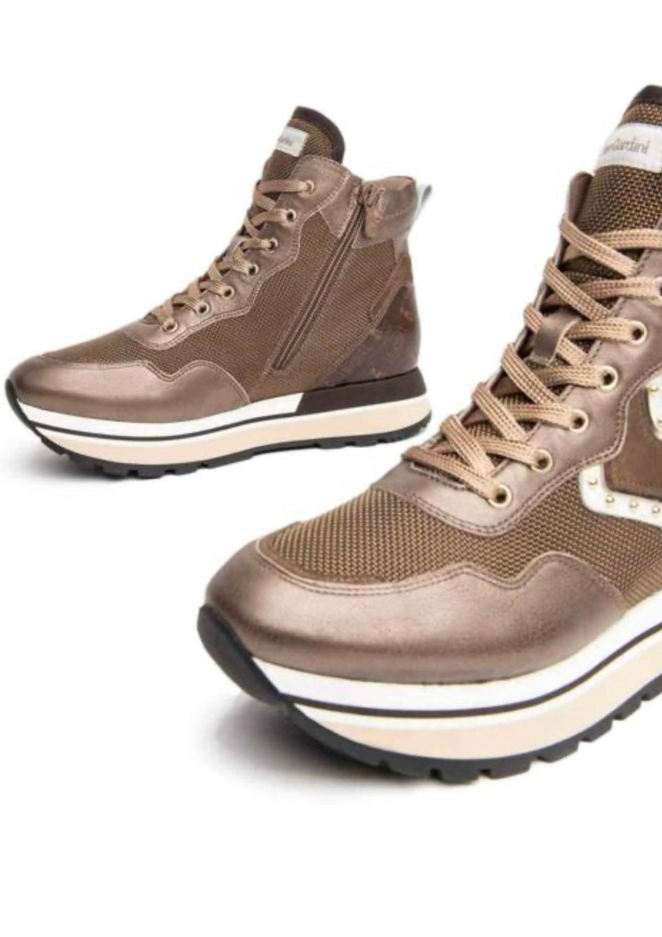 NeroGiardini brown leather platform sneaker boots