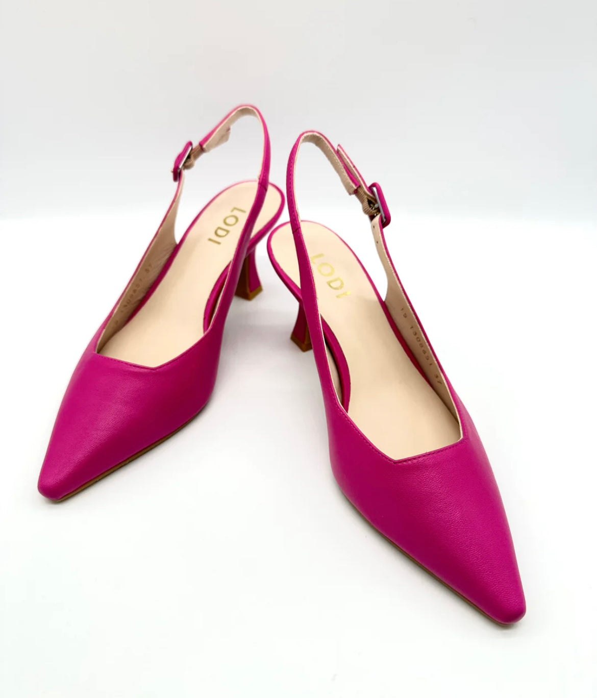 Lodi pink leather slingback pumps
