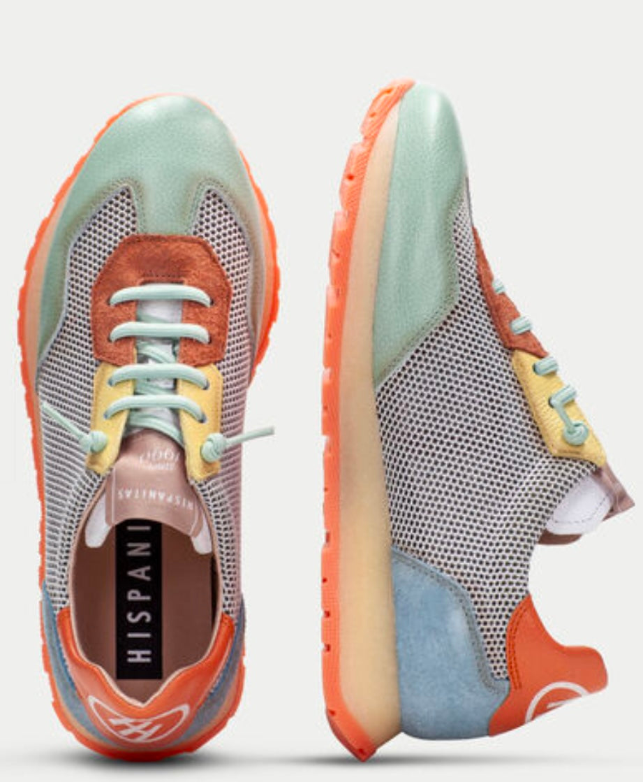 Hispanitas leather orange blue and green sneaker
