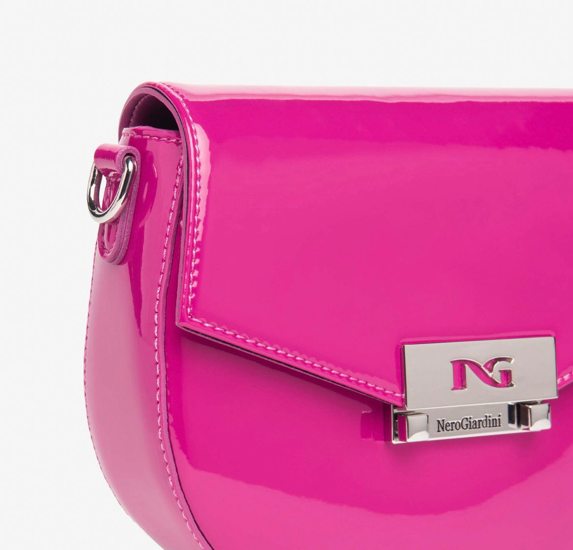 Nerogiardini pink patent leather cross body handbag