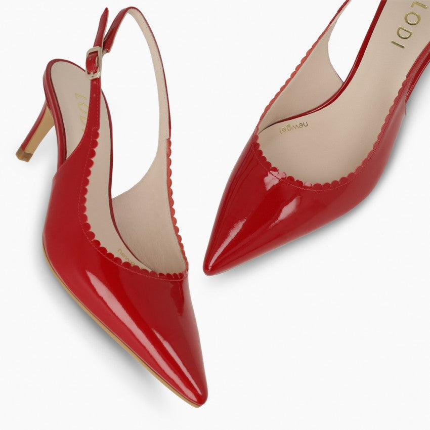Lodi red patent leather slingback shoes - Melissakshoes