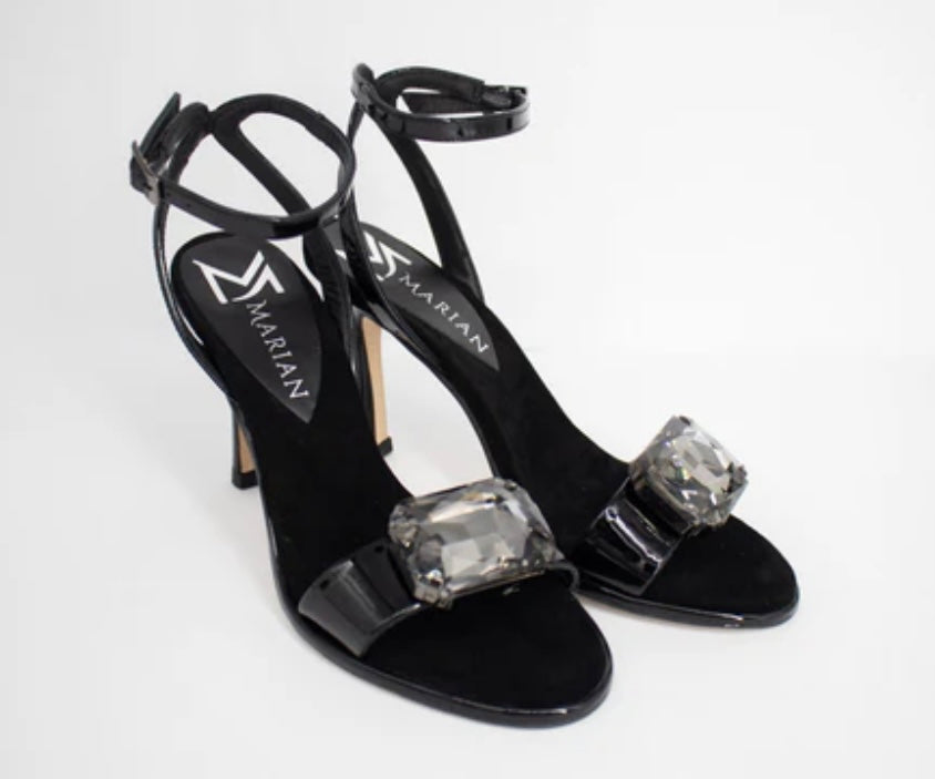Marian black leather heels